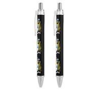 Lot de 2 stylos à bille rétractables noirs avec blason de la Guyane - Pointe fine 0,5 mm