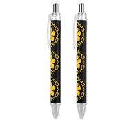 Lot de 2 stylos à bille rétractables noirs avec motif drapeau de l'humour et pointe fine 0,5 mm