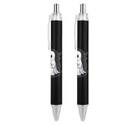 Lot de 2 stylos à bille rétractables pour enseignant d'Halloween, fantôme, lecture de livres, stylos à bille pour bureau, travail, affaires