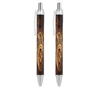 Lot de 2 stylos à bille rétractables Steampunk Gears, 0,5 mm, écriture | Stylo d'écriture rechargeable à encre noire à pointe fine avec prise en main confortable, séchage rapide pour enseignant