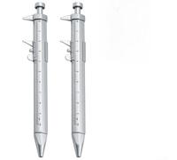 Lot de 2 stylos à coulisse multifonction avec règle de 0 à 100 mm avec bille à encre gel de 0,5 mm, outil de mesure et d'écriture à double usage pour le bureau, l'école et les étudiants (bleu)