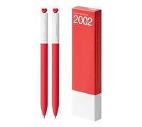 Lot de 2 stylos à encre gel esthétiques de 0,5 mm avec inscription « First Love » en forme de cœur - Encre noire neutre, rotative, charmant pour l'école