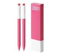 Lot de 2 stylos à encre gel esthétiques de 0,5 mm avec inscription « First Love » en forme de cœur, encre noire neutre, rotatif, charmant pour l'école