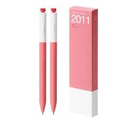 Lot de 2 stylos à encre gel esthétiques de 0,5 mm avec inscription « First Love » en forme de cœur - Encre noire neutre, rotative, charmant pour l'école