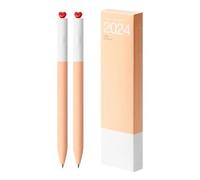 Lot de 2 stylos à encre gel esthétiques de 0,5 mm avec inscription « First Love » en forme de cœur - Encre noire neutre, rotative, charmant pour l'école