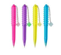 Lot de 2 Stylos Bille Punky 15 cm Encre Bleue Avec Picots Multicolores Couleur Aléatoire Fun