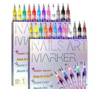 Lot de 2 stylos de 12 couleurs pour nail art, marqueurs pour nail art 2025, à séchage rapide, graffiti, pointillage, stylos de vernis à ongles 3D pour peinture, outil de dessin d'ongles