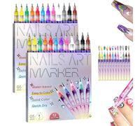 Lot de 2 stylos de 12 couleurs pour nail art, marqueurs pour ongles en gel, crayon à vernis 3D, séchage rapide, étanche, pour la maison et le salon