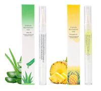 Lot de 2 stylos d'huile pour cuticules pour le soin des ongles, huile pour cuticules pour prévenir les fissures et la sécheresse des ongles, stylo d'huile revitalisant pour cuticules avec brosse douce