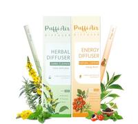 Lot de 2 stylos diffuseurs à double action Wellness pour nettoyage des poumons et boost d'énergie avec molène, thym, guarana, extrait de thé vert, menthe poivrée et menthol (vert et orange)