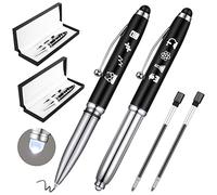 Lot de 2 stylos gravés avec symboles de la science - Cadeaux pour scientifiques - Motifs gravés - Cadeaux de chimie - Cadeaux pour enseignants scientifiques - Semaine de laboratoire avec étui à stylos