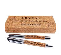 Lot de 2 stylos pour témoins de mariage, cadeau pour témoin de mariage, vous voulez être mon témoin, merci d'être mon témoin, stylos personnalisés en liège avec étui
