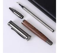 Lot de 2 stylos roller en bois de qualité supérieure avec 2 mines de rechange noires et bleues - Cadeau d'affaires exclusif - Stylo élégant - Cadeau de bureau pour professionnels et cadres