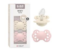 Lot de 2 sucettes anatomiques BIBS Infinity, sans bisphénol A, Téterelle anatomique. Silicone, Fabriqué au Danemark, Taille 2 (6-18 mois), Ivory/Blossom