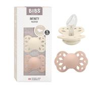 Lot de 2 sucettes anatomiques BIBS Infinity, sans bisphénol A, tétine anatomique en silicone. Silicone, Fabriqué au Danemark, Taille 2 (6-18 mois), Ivory/Blush
