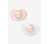 Suavinex, Lot de 2 Sucettes pour Nouveau-nés et Bébés 0/6 Mois, Sucettes Phosphorescentes, Idéal Nuit, avec Tétine Symétrique SX Pro en Silicone, Réversible, Douce et Souple, Night and Day, Rose