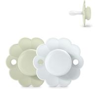 Lot De 2 Sucettes Bébé 0/6 Mois,Sucette Ronde Avec Tétine Symétrique Sx Pro En Silicone,Réversible,Plate,Flexible,Respecte Le Développement Buccodentaire,Nouveau-Né,Wonder Aqua/Blue