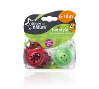Tommee Tippee - Lot de 2 sucettes Closer to Nature Fun - 6 - 18 mois