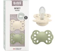 Lot De 2 Sucettes Physiologiques Infinity,Sans Bisphénol A,Tétine Physiologique En Silicone,Téterelle Symétrique. Silicone,Fabriqué Au Danemark,Taille 1 (0-6 Mois),Ivory/Sage