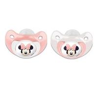 Lot de 2 sucettes - Silicone orthodontique - Avec clip protection - 0-6 mois - Minnie Blanc G