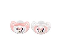 Lot de 2 sucettes - Silicone orthodontique - Avec clip protection - +6 mois - Minnie