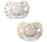 Suavinex Sucettes bébé SX Pro Lot de 2 0-6 mois Silicone Réversible plates et flexibles Birdies Gris