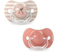 Suavinex, Lot 2 Sucettes Bébés +18 Mois, Tétine Symétrique SX Pro en Silicone, plus Plate et Flexible, Réversible, Respecte le Développement Buccodentaire, Birdies Rose