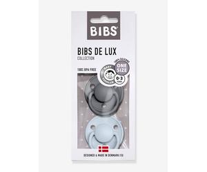 Lot de 2 sucettes-tétines De Lux en silicone BIBS gris fer + bleu layette TU