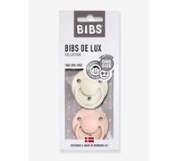 Lot de 2 sucettes-tétines De Lux en silicone BIBS ivoire + rose poudré TU