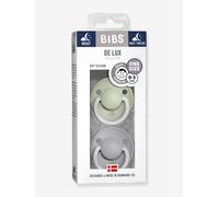Lot de 2 sucettes-tétines De Lux en silicone BIBS vert amande + gris nuage TU