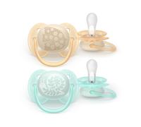 Philips AVENT Sucette Ultra Soft en silicone +0 mois pour peaux sensibles motif Lot de 2 sans BPA