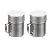 Lot de 2 sucriers en acier poudré avec poignée et trous centraux pour saupoudrer la farine de cannelle, cacao, farine en acier
