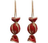Lot de 2 Sujets de NoÃ«l Bonbons Soir 11cm Rouge Rouge
