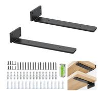 Lot de 2 support etagere murale flottants robustes de 5 mm d'épaisseur, supports métalliques pour étagères, support d'étagère rustique (longueur : 25 cm)