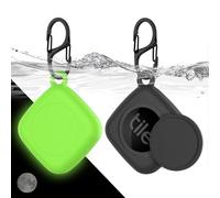 [Lot de 2] Support pour Tile Mate (2022), MOWYEOK Silicone GPS Tracker Support étanche caché, avec porte-clés, convient pour clés, portefeuille, bagages (noir + vert)