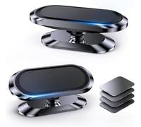【Lot De 2】Support Telephone Voiture Magnetique【Tout Métal】Aimant Telephone Voiture【360°】Porte Telephone Voiture Aimanté【mains Libres】Socles De Téléphone Portable pour Automobile pour iPhone/Galaxy/GPS