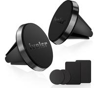 [Lot de 2 Support Telephone Voiture, Porte Téléphone Magnetique Portable Grille Aeration Aimant Compatible pour Smartphone, 4 Plaques Métalliques ¿Noir