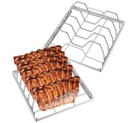 Lot de 2 supports à nervures pour barbecue - Support à steak pliable - En acier inoxydable - Accessoires de barbecue pour la cuisson de la cuisine