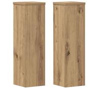 Lot de 2 supports à plantes, en chêne artisanal, 17 x 17 x 60 cm, avec plateau supérieur stable, pour salon, balcon, terrasse, décoration végétale moderne et rangement