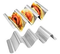Lot de 2 supports à tacos en acier inoxydable, chacun peut contenir 2 à 3 tortillas, passe au lave-vaisselle et au micro-ondes, passe au four, au lave-vaisselle et au grill