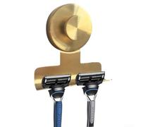 Lot de 2 supports à ventouse sans perçage pour mur de douche, crochet de rasoir en acier inoxydable avec verrou rotatif, organiseur de salle de bain robuste pour rasoirs, serviettes, luffas, doré
