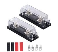 Lot de 2 supports audio ANL de voiture 250 A 48 V en alliage de cuivre avec couvercle transparent pour autoradio, camping-car, yacht, bateau