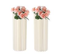 Lot de 2 supports cylindriques ronds, afficheurs de base cylindriques, pliables en papier, vase de sol avec plaque acrylique, fleurs en carton, vase rectangulaire, support pour mariage (80 cm de