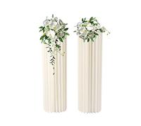 Lot de 2 supports cylindriques ronds, afficheurs de base cylindriques, pliables en papier, vase de sol avec plaque acrylique, fleurs en carton, vase rectangulaire, support pour mariage (100 cm de