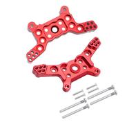 Lot de 2 supports d'amortisseurs avant et arrière en métal for Mjx for Hyper Go 14209 14210, pièces de mise à niveau en aluminium for télécommande de voiture remplacement (pièces)(Rot)