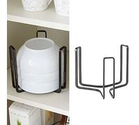 Lot de 2 supports d'assiette pour bol de 16,5 cm de diamètre, présentoir de rangement en métal, organisateur cuisine pour tiroir, comptoir, armoire, étagère, placard (noir)