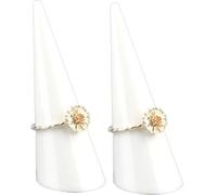 lot de 2 supports de bagues en acrylique [blanc] pour bagues individuelles, 68x25mm - organisateur de bijoux pour un rangement élégant, support de présentation pour bagues, support d'exposition pour v