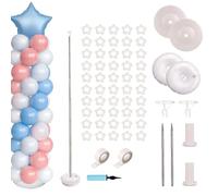 Lot de 2 supports de ballons en métal robuste de 2 m avec colonne de ballons réglable en hauteur, tour de ballons en métal pour sol, anniversaire, décoration de fête, mariage