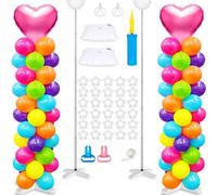 Lot de 2 supports de ballons réglables et pompe à ballons - 2,7 m - En métal - Pour décoration de fête prénatale, mariage, fête prénatale