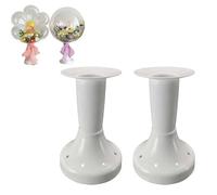 Lot de 2 supports de ballons - Support transparent pour bâtons de ballons avec base, support de bouquet de ballons en plastique durable pour anniversaire, mariage, anniversaire de mariage, machine à